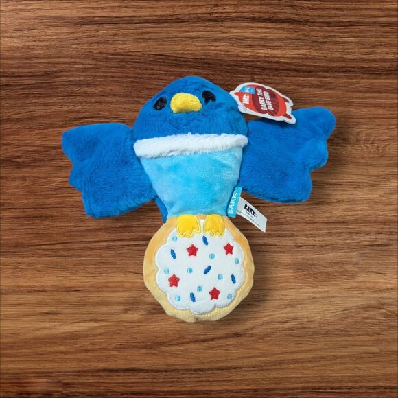Barry The Blue Bird Dog Toy By Bark Squeaker & Crinkle Plush M-L - Picture 1 of 5